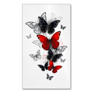 Flying Black and Red Morpho Butterflies Magnetic Business Card