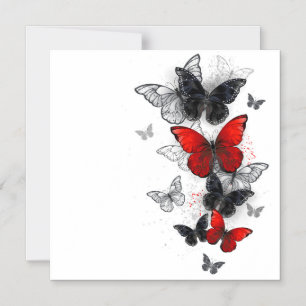 Flying Black and Red Morpho Butterflies Magnetic Invitation