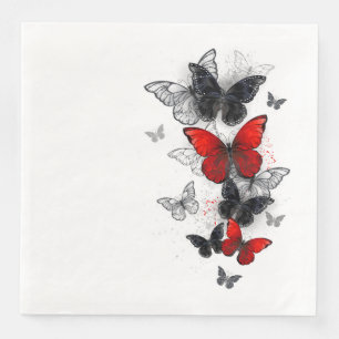 Flying Black and Red Morpho Butterflies Napkin