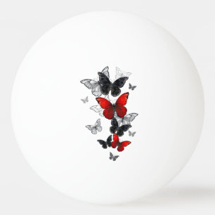 Flying Black and Red Morpho Butterflies Ping Pong Ball
