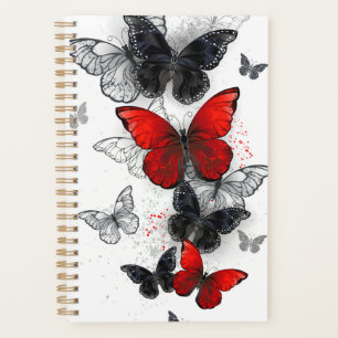 Flying Black and Red Morpho Butterflies Planner