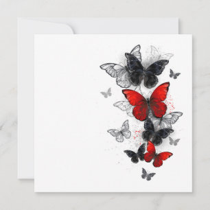 Flying Black and Red Morpho Butterflies Save The Date