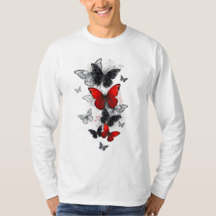Flying Black and Red Morpho Butterflies T-Shirt