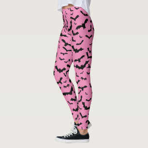 Flying Black Bats Pink Leggings