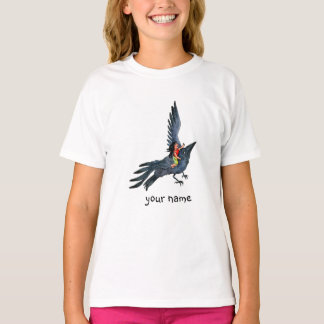 Flying Black Crow with little Girl  -  T-shirt