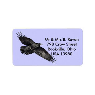 Flying Black Raven Bird-lover Labels