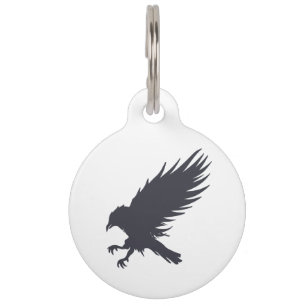 Flying black raven - Choose background color Pet Tag