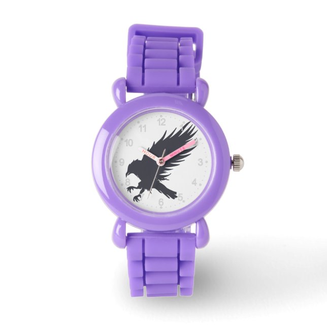 Flying black raven - Choose background colour Watch (Front)