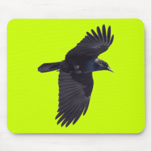Flying Black Raven Gothic, Haida, Wildlife Mouse Pad