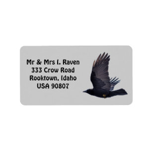 Flying Black Raven Photo Labels