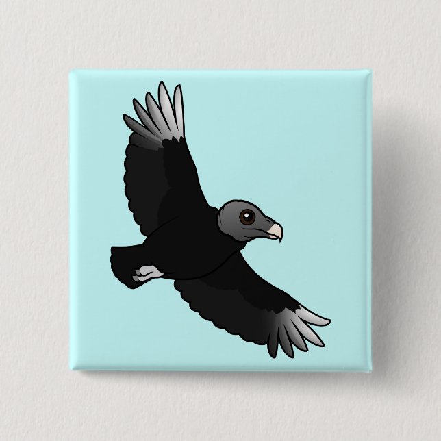 Flying Black Vulture 2 Inch Square Button (Front)