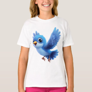 Flying Blue Bird – Flappy Cartoon Character Kids T-Shirt
