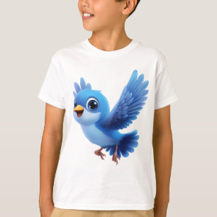 Flying Blue Bird – Flappy Cartoon Character Kids T-Shirt