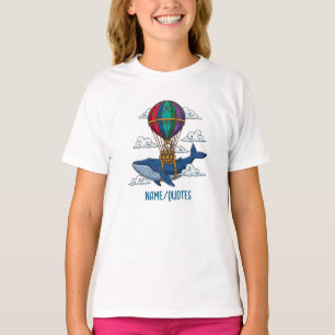 Flying Blue Whale with Hot Air Balloon T-Shirt
