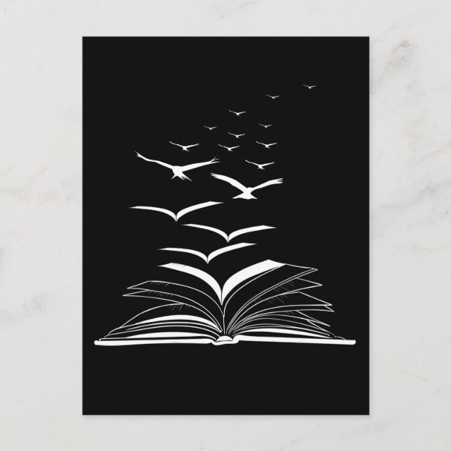 Flying Book Birds Library Bookworm Inspiration Postcard (Front)