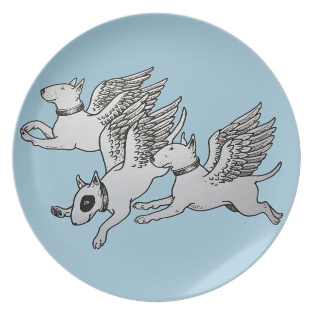 Flying Bull Terriers Plate (Front)