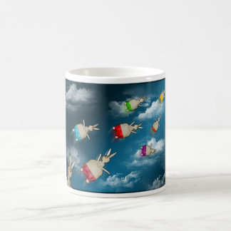 Flying bunnies coffee mug