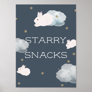Flying Bunny Baby Shower Starry Snacks Sign