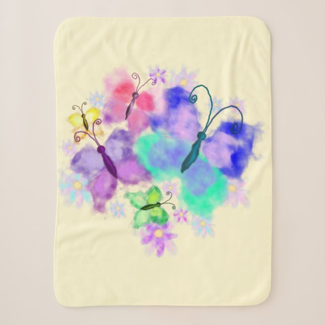 Flying Butterflies Baby Sherpa Blanket (Front)