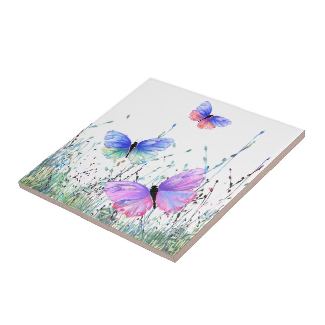 Flying Butterflies Ceramic Tile Spring Joy (Side)