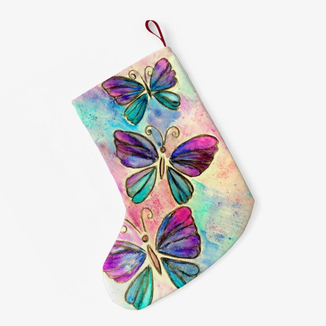 Flying Butterflies Christmas Stocking (Back (Hanging))
