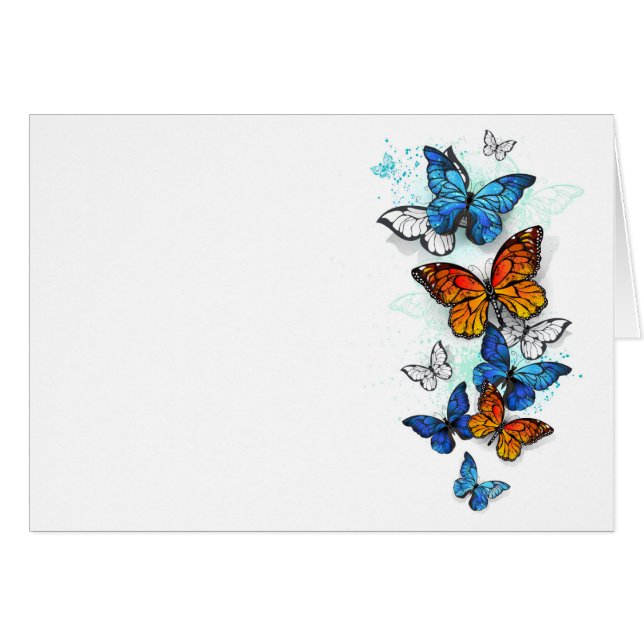 Flying Butterflies Morpho and Monarch (Front Horizontal)