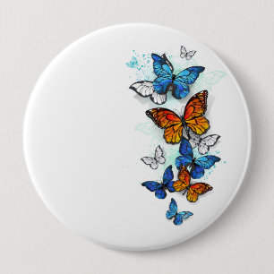 Flying Butterflies Morpho and Monarch 4 Inch Round Button