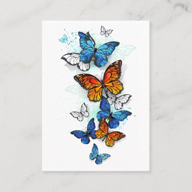 Flying Butterflies Morpho and Monarch Appointment Card (Front)