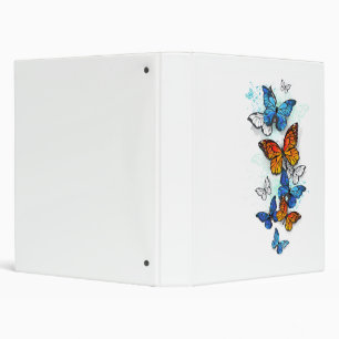 Flying Butterflies Morpho and Monarch Binder