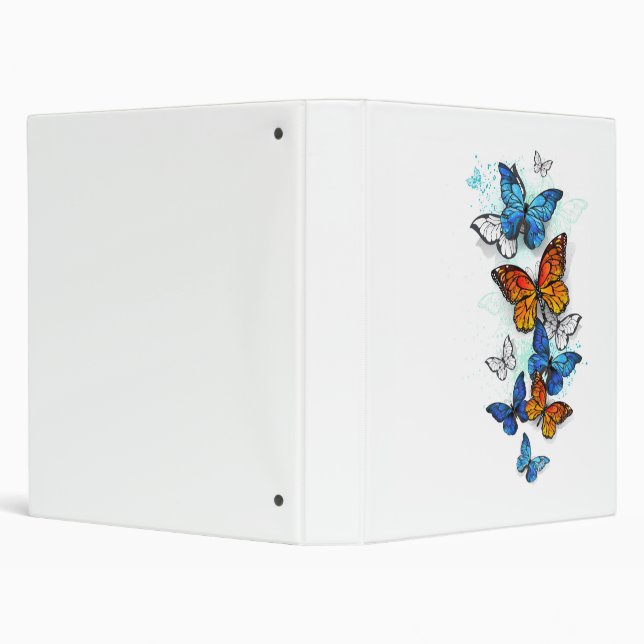 Flying Butterflies Morpho and Monarch Binder (Background)