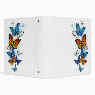 Flying Butterflies Morpho and Monarch Binder