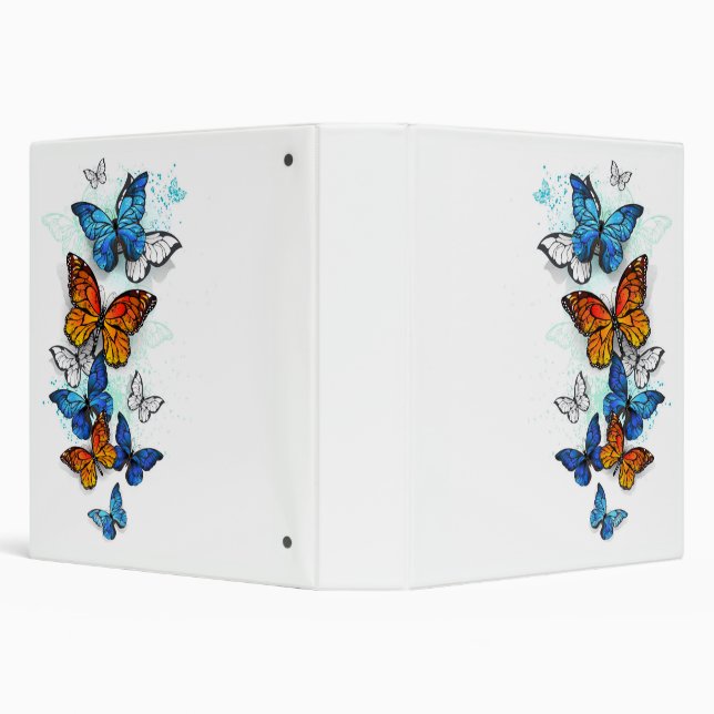 Flying Butterflies Morpho and Monarch Binder (Background)