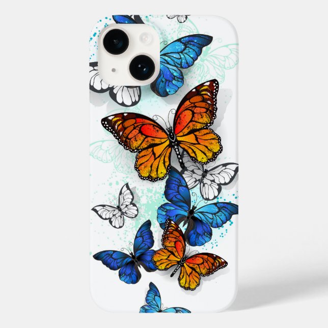 Flying Butterflies Morpho and Monarch Case-Mate iPhone Case (Back)