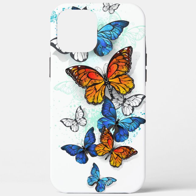 Flying Butterflies Morpho and Monarch Case-Mate iPhone Case (Back)