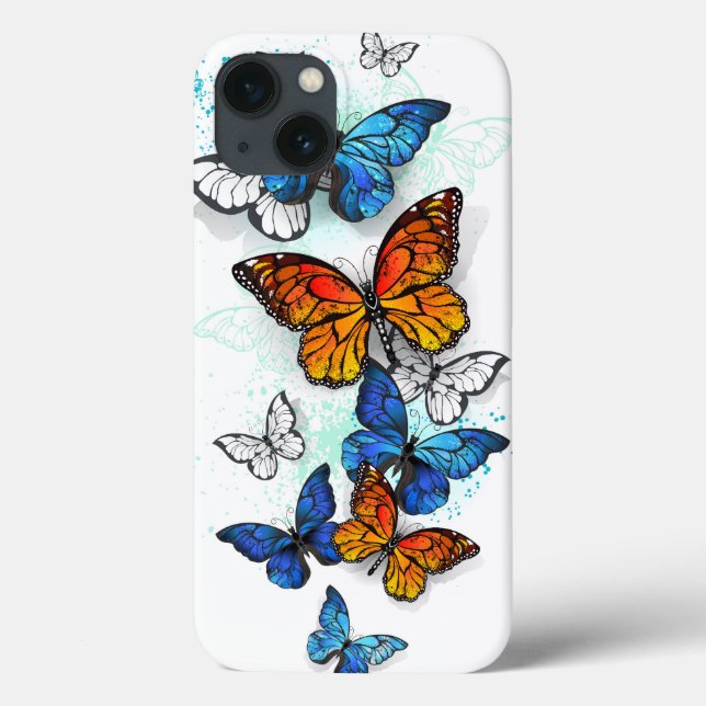 Flying Butterflies Morpho and Monarch Case-Mate iPhone Case (Back)