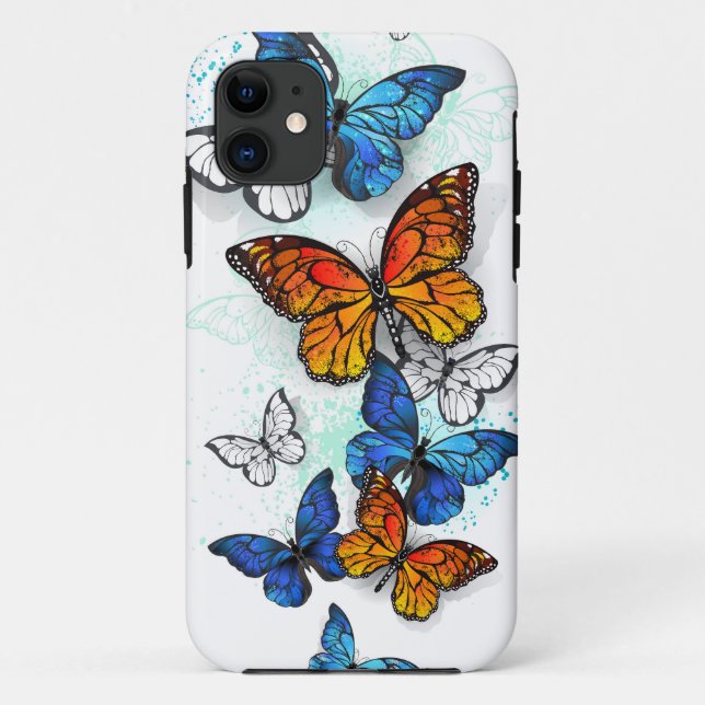 Flying Butterflies Morpho and Monarch Case-Mate iPhone Case (Back)