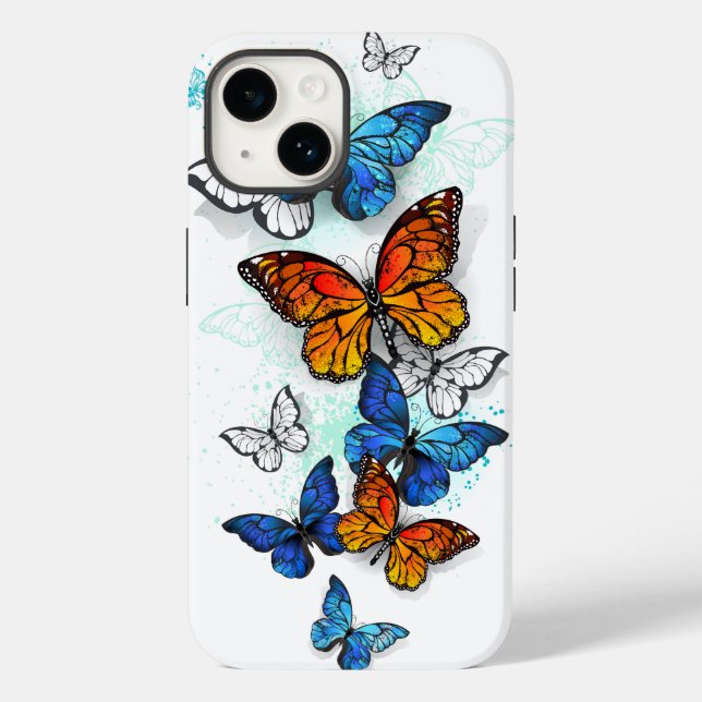Flying Butterflies Morpho and Monarch Case-Mate iPhone Case (Back)