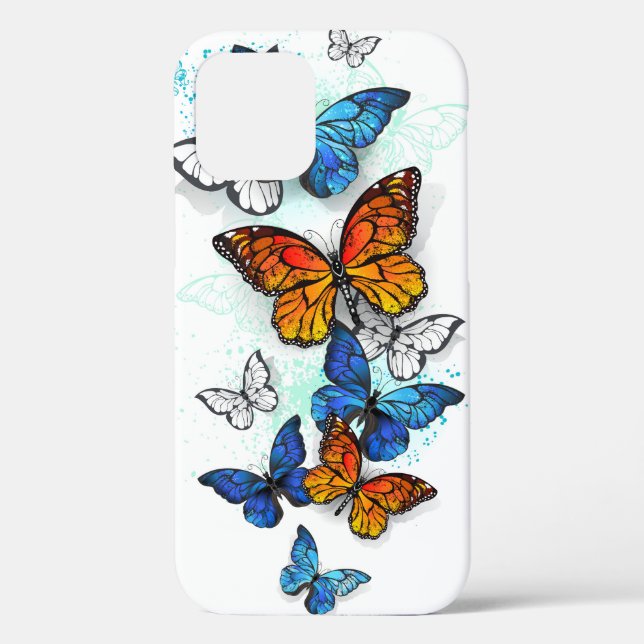 Flying Butterflies Morpho and Monarch Case-Mate iPhone Case (Back)