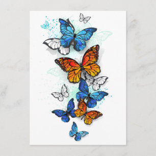 Flying Butterflies Morpho and Monarch Enclosure Card