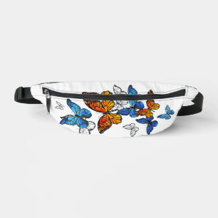 Flying Butterflies Morpho and Monarch Fanny Pack