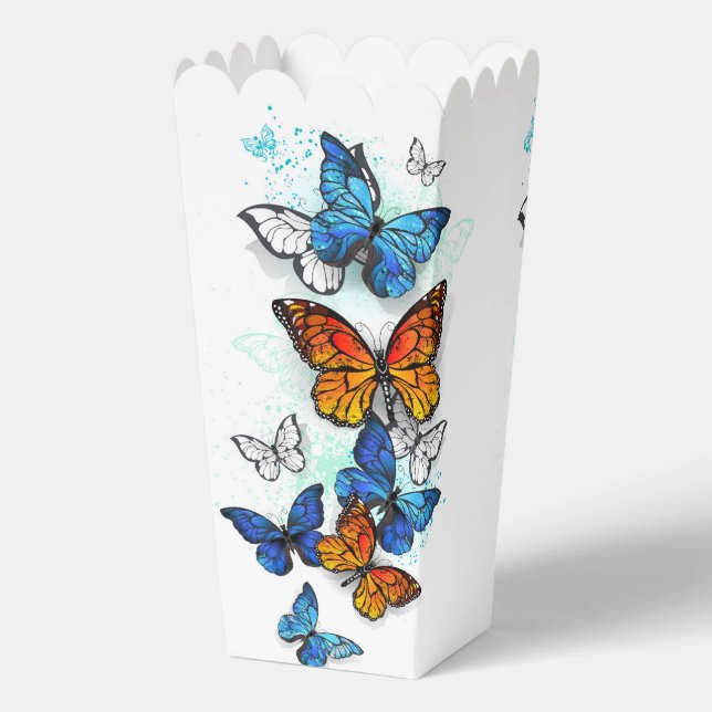 Flying Butterflies Morpho and Monarch Favor Box (Back)