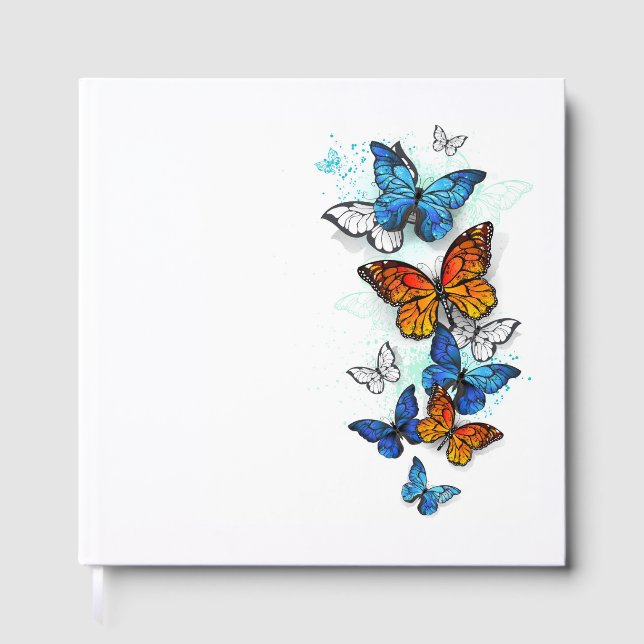 Flying Butterflies Morpho and Monarch Guest Book (Front)