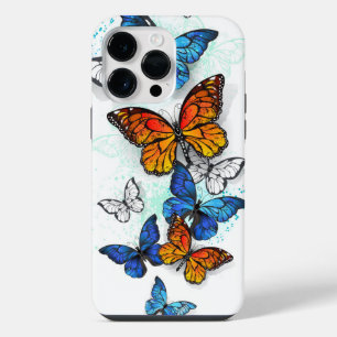 Flying Butterflies Morpho and Monarch iPhone 14 Pro Max Case