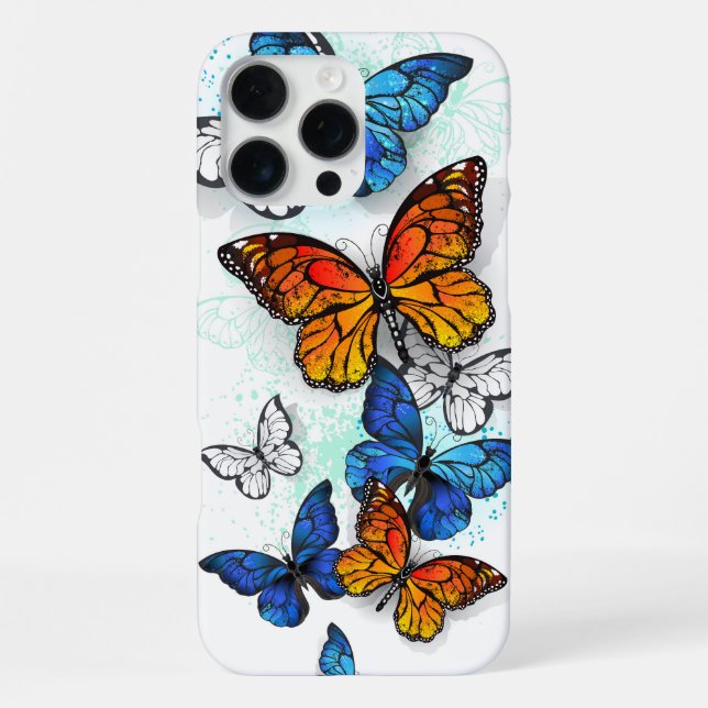 Flying Butterflies Morpho and Monarch iPhone Case (Back)