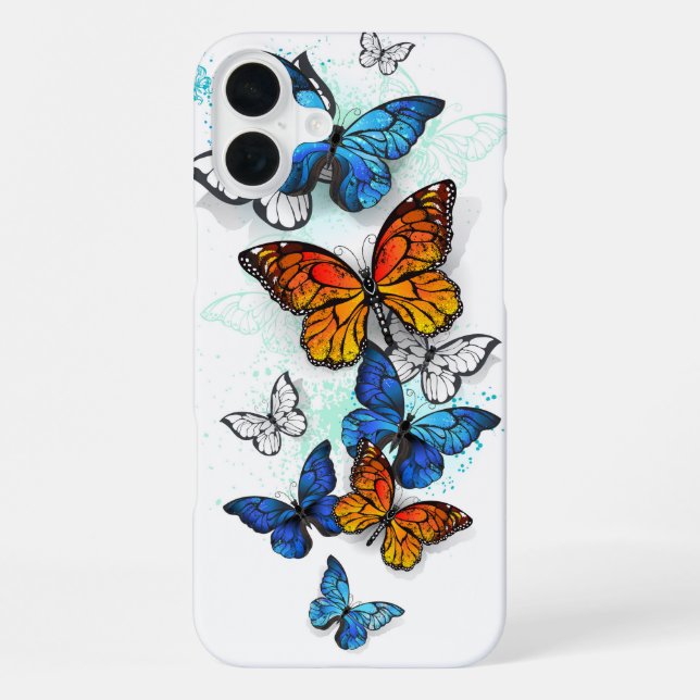 Flying Butterflies Morpho and Monarch iPhone Case (Back)