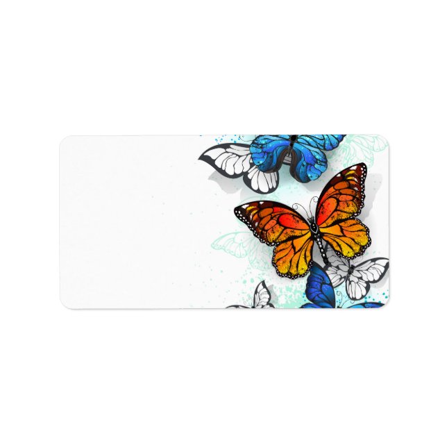 Flying Butterflies Morpho and Monarch Label (Front)