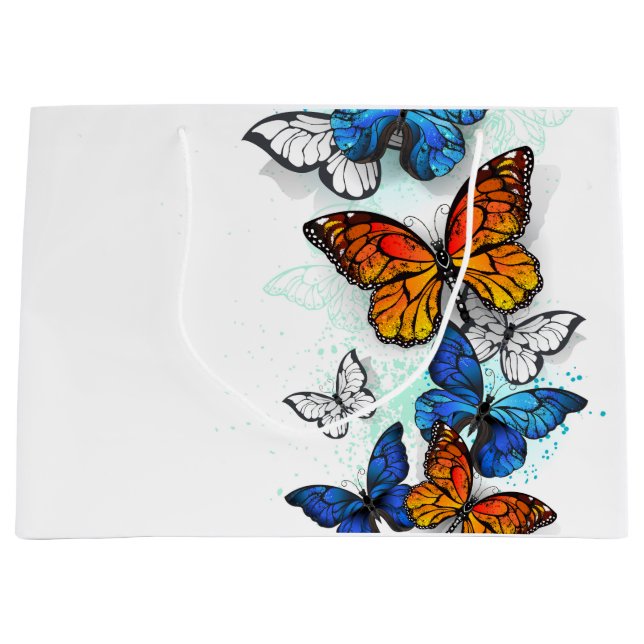 Flying Butterflies Morpho and Monarch Large Gift Bag (Front)