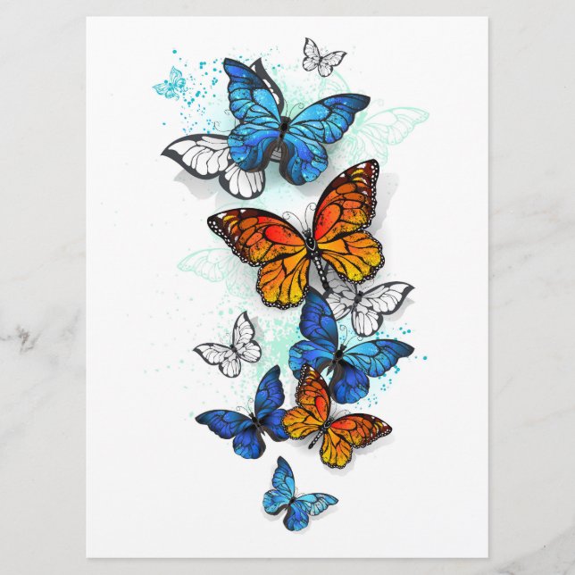 Flying Butterflies Morpho and Monarch Menu (Front)
