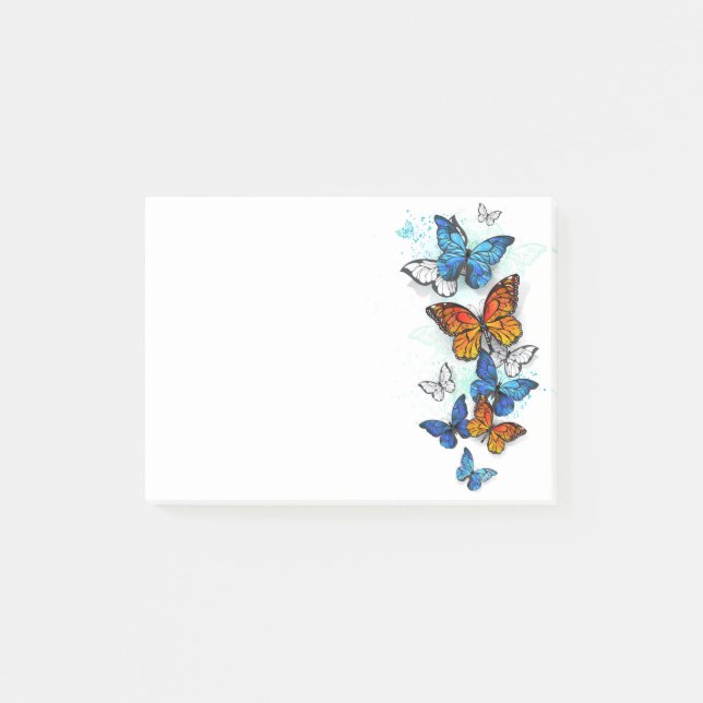 Flying Butterflies Morpho and Monarch Post-it Notes (Front)