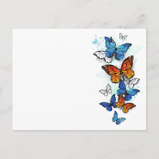 Flying Butterflies Morpho and Monarch Postcard (Front)